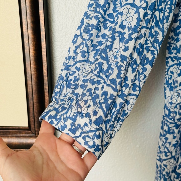 Maison 123 Calypso Blue / Silver Floral Shift Dress Size Medium / 6 - Picture 8 of 16